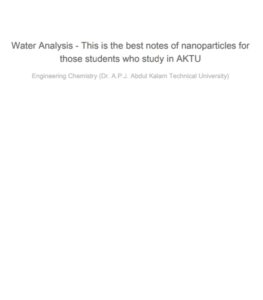 Water Analysis - Engineering Chemistry AKTU NOTES