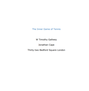 The Inner Game Of Tennis Book PDF Free Download