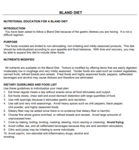 Bland Diet Food List PDF Free Download
