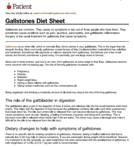 Gallstones Diet Sheet PDF Free Download