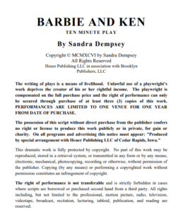 Barbie and Ken Ten Minutes Play Script PDF Free Download