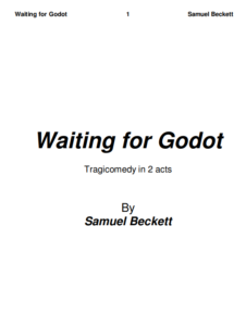 Waiting For Godot Tragicomedy in 2 acts by Samuel Beckett PDF Free Download