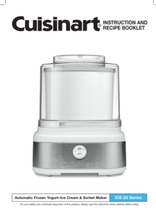 Cuisinart Instruction and Recipe Booklet Ice Cream Maker Manual PDF Free Download