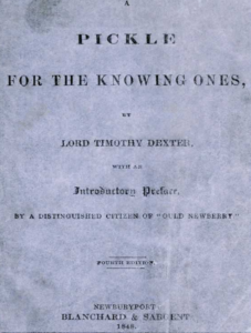 A Pickle For The Knowing Ones LORD TIMOTHY DEXTER PDF Free Download