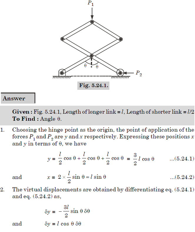 Using the principle of virtual work, determine the angle theta for ...